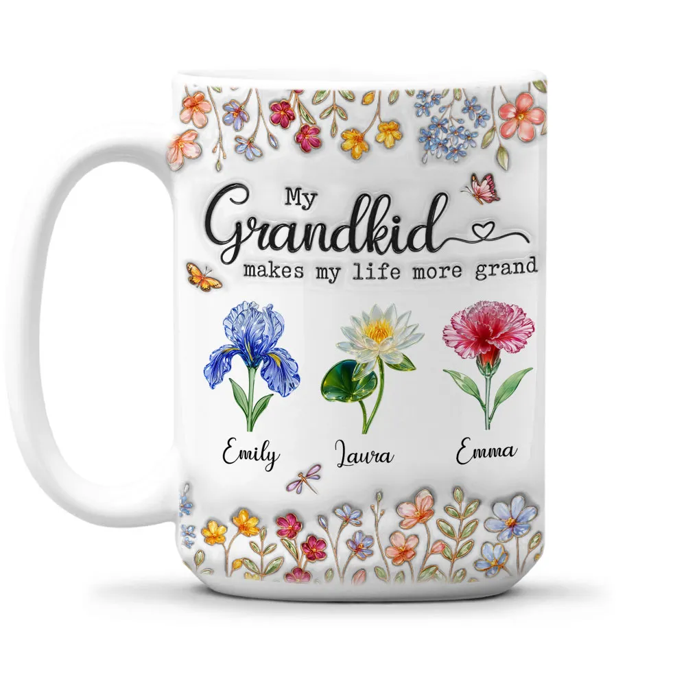 Make Life More Grand With Lovely Kids - Personalized White Edge-to-Edge Mug - Gift For Mom, Grandma HN02 - Image 2