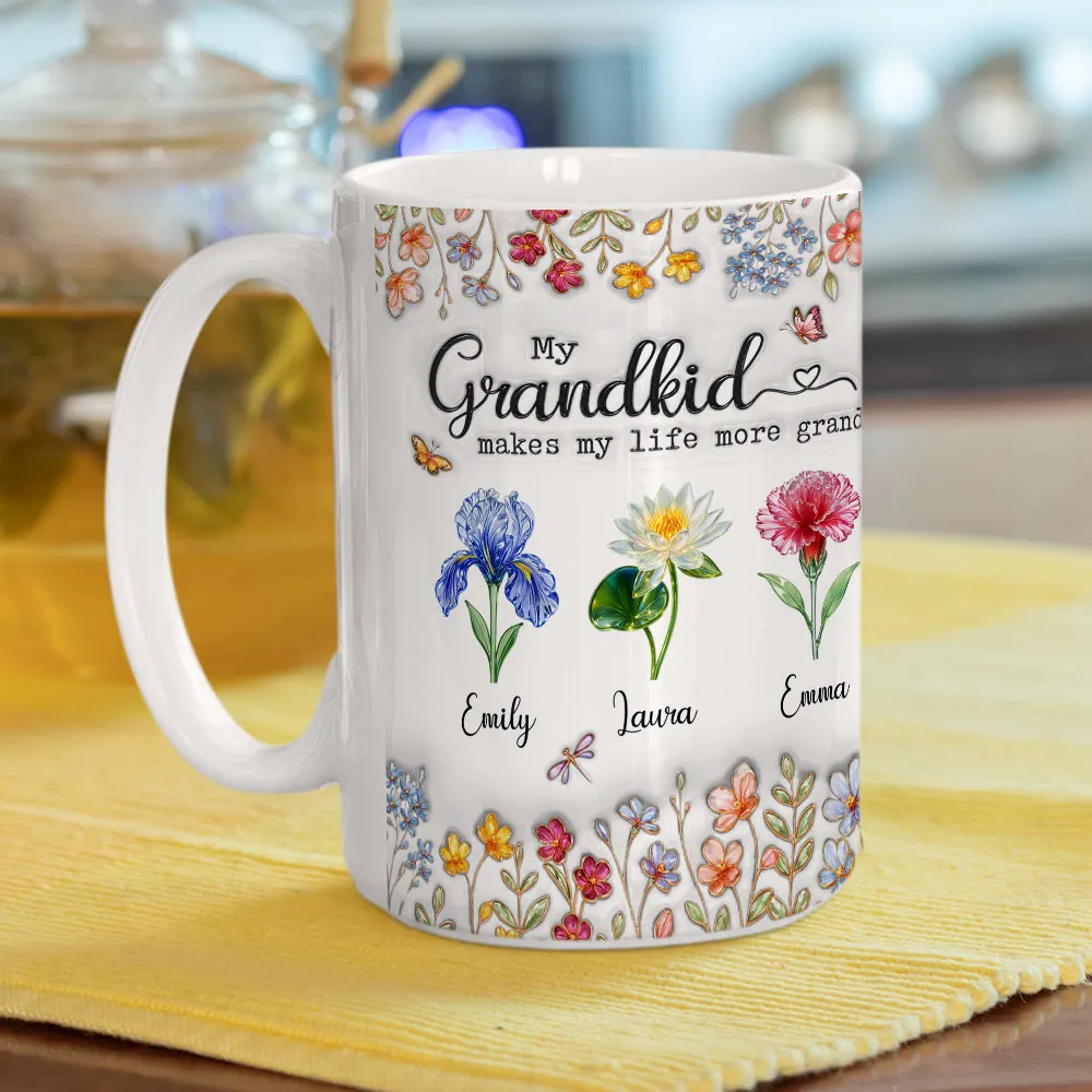 Make Life More Grand With Lovely Kids - Personalized White Edge-to-Edge Mug - Gift For Mom, Grandma HN02 - Image 6