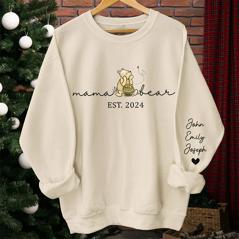 Mama Bear, My Mom Is A Walking Miracle - Personalized Sweatshirt With Design On Sleeve - Meaningful Gifts For Mom | Custom Sleeve NH96 - Image 3