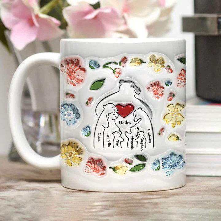 Mama Bear  - Personalized 3D Inflated Effect Ceramic Mug - Gift For Mom, Grandma, Mother's Day | NA94 - Image 2