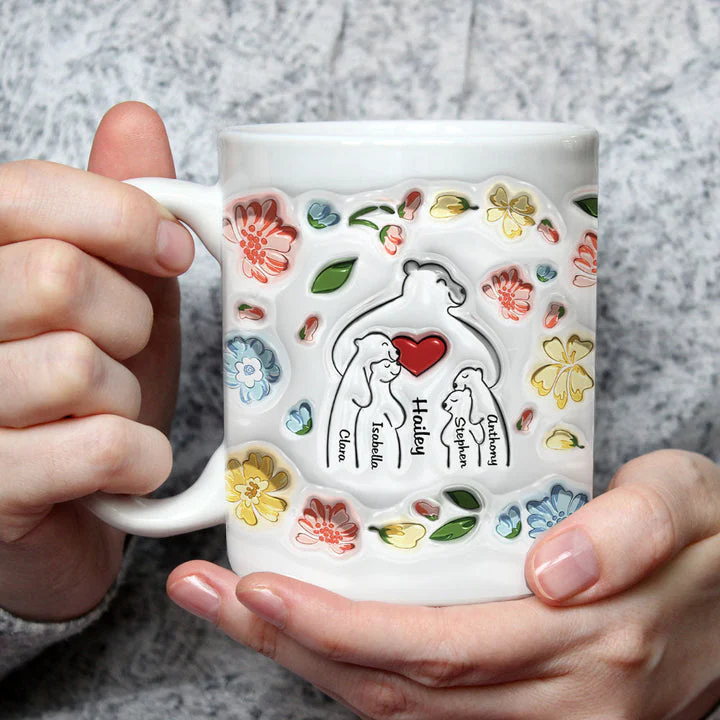 Mama Bear  - Personalized 3D Inflated Effect Ceramic Mug - Gift For Mom, Grandma, Mother's Day | NA94 - Image 3