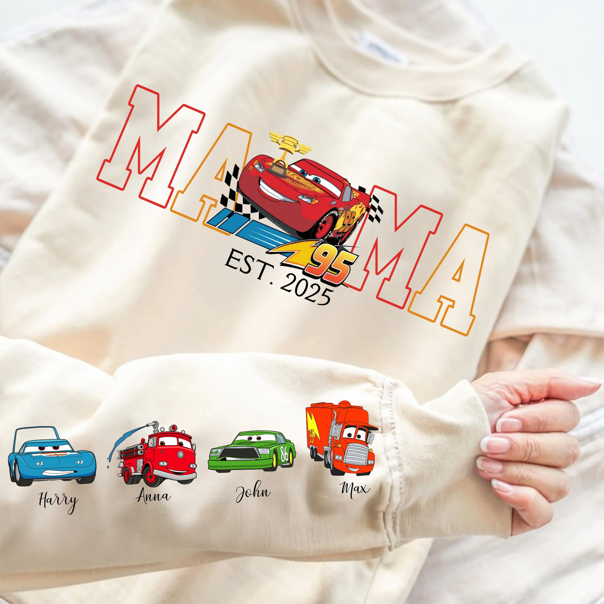 Mama Cartoon Car Movie - Personalized Mama Name Sweatshirt - Gift for Mom And Kids | CL50 PT CU5073009