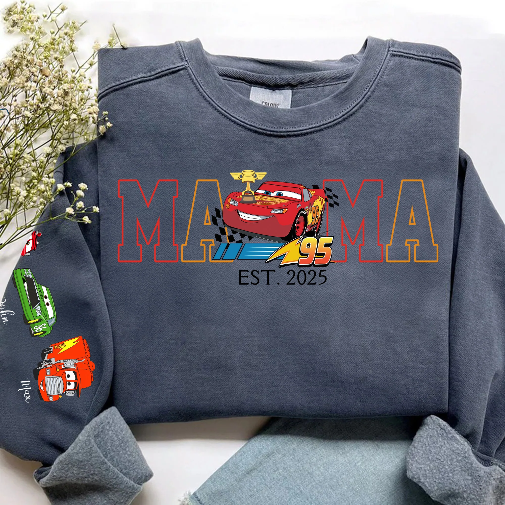 Mama Cartoon Car Movie - Personalized Mama Name Sweatshirt - Gift for Mom And Kids | CL50 PT CU5073009 - Image 3