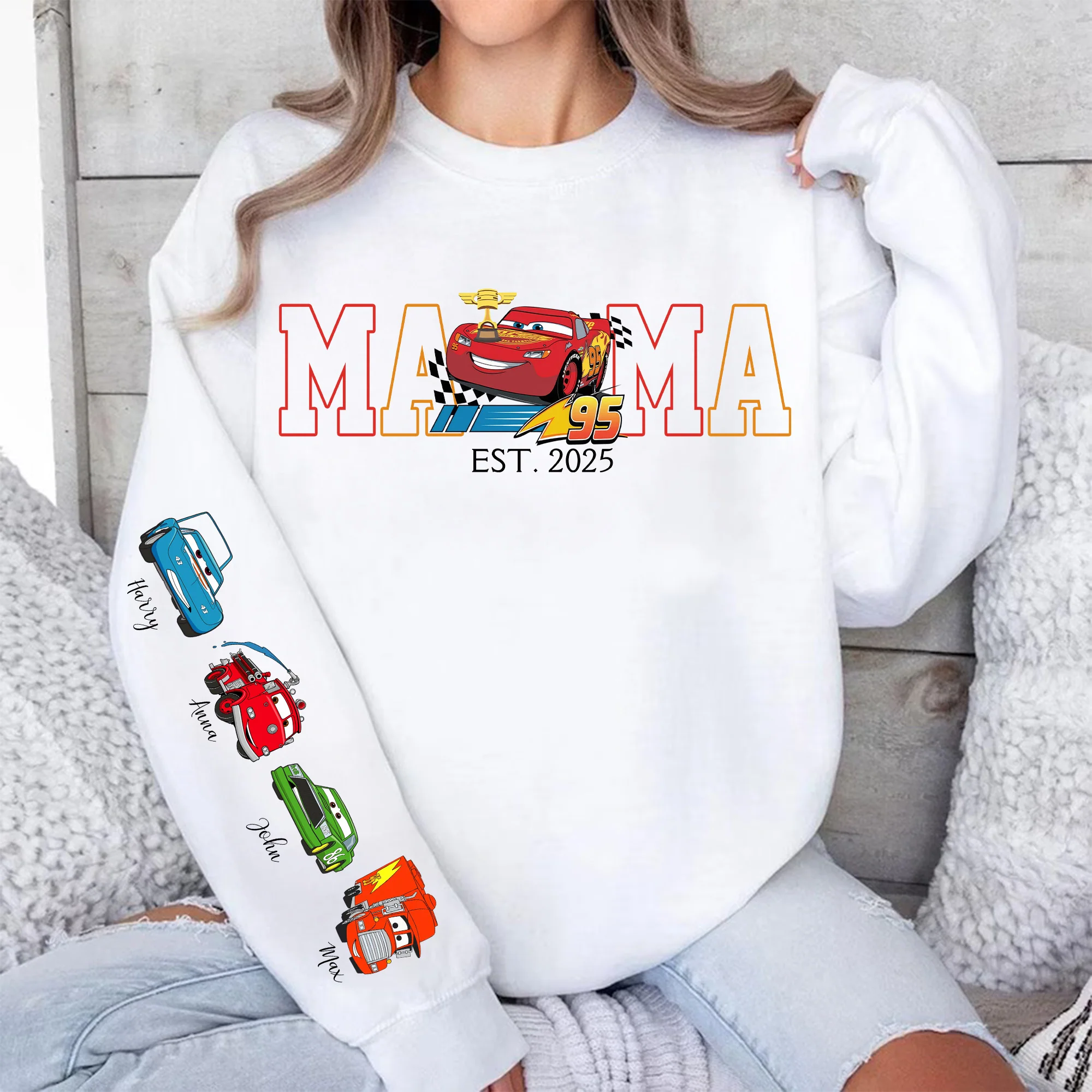 Mama Cartoon Car Movie - Personalized Mama Name Sweatshirt - Gift for Mom And Kids | CL50 PT CU5073009 - Image 4