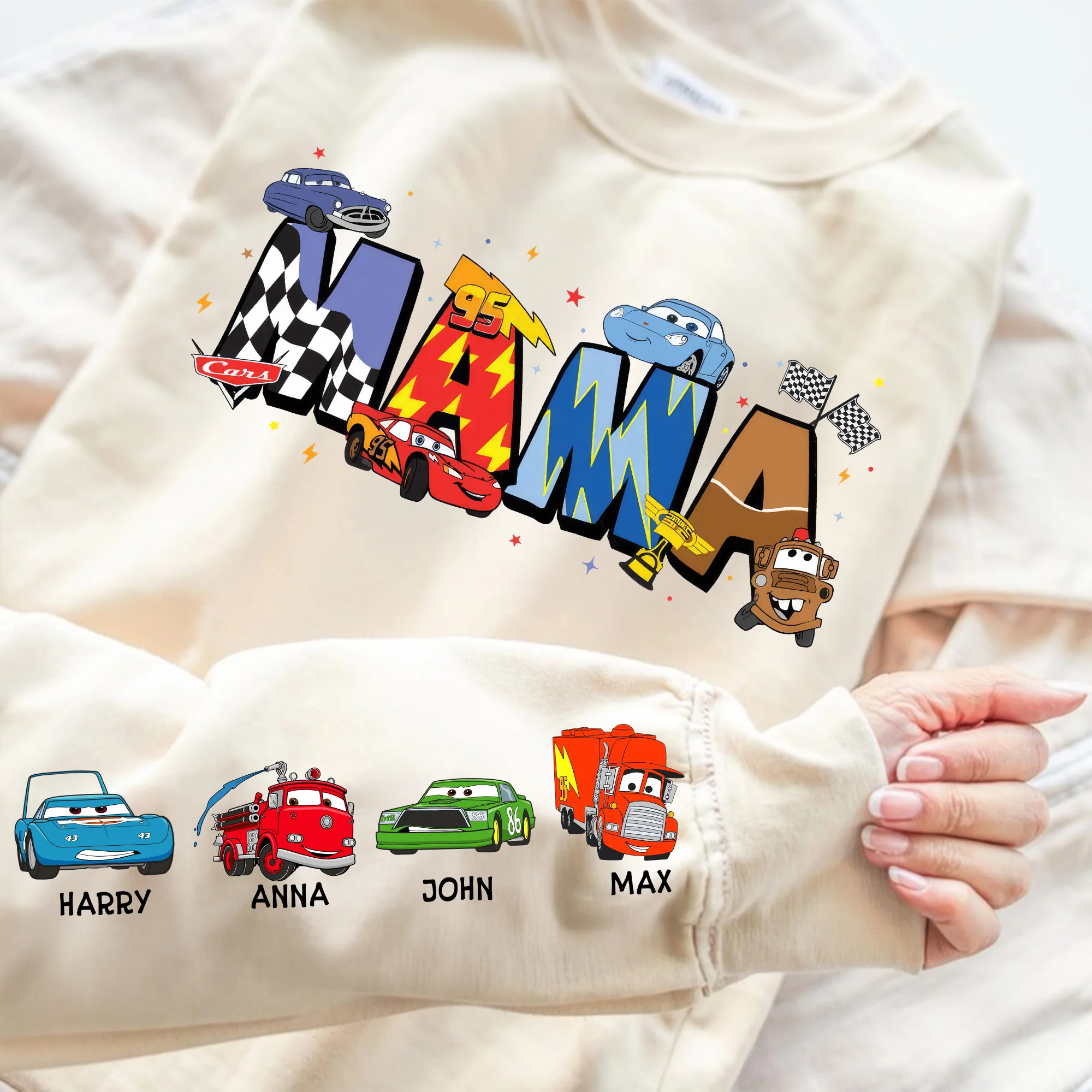 Mama Cartoon Car Movie - Personalized Mama Name Sweatshirt - Gift for Mom And Kids | CL50 PT