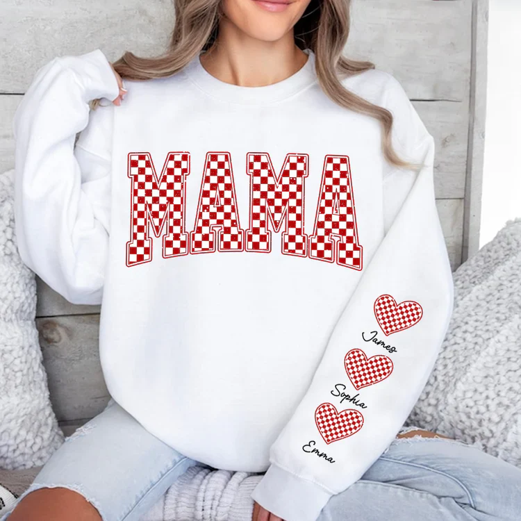Mama Heart And Kids - Personalized Sweatshirt With Design On Sleeve -  Meaningful Gifts For Grandma, Mom, Wife | Custom Sleeve NH96 - Image 23