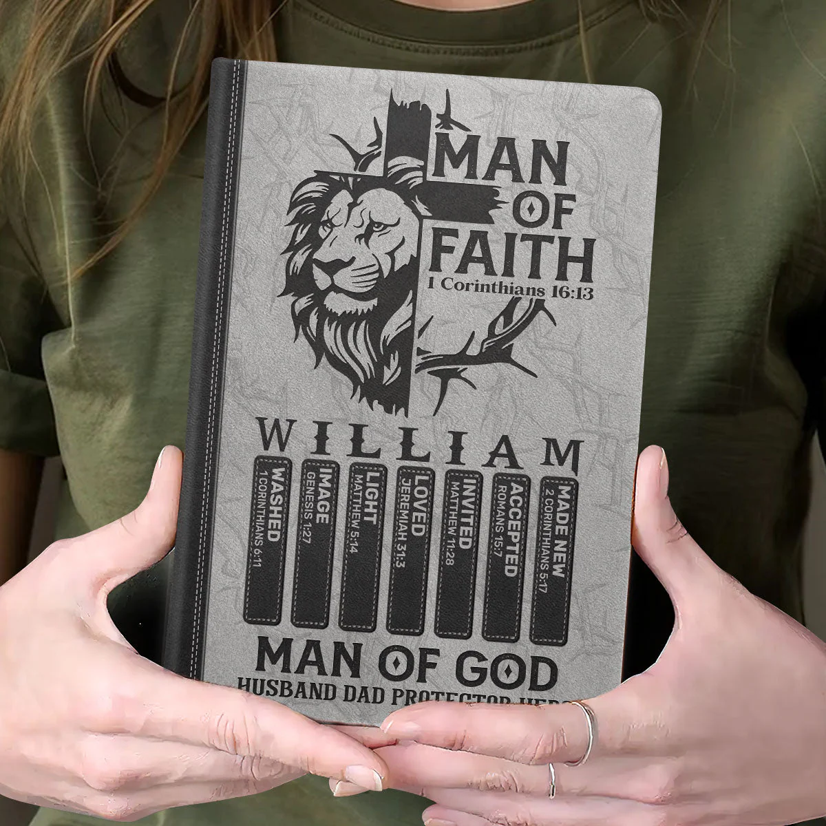 Man Of Faith - Personalized Leather Cover Notebook | HL128