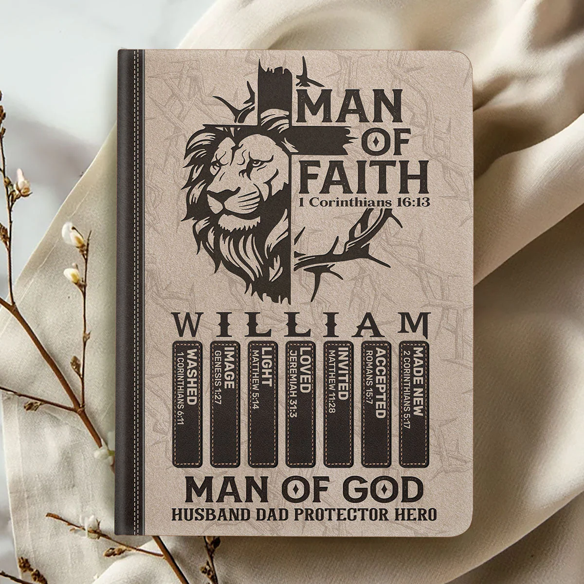 Man Of Faith - Personalized Leather Cover Notebook | HL128 - Image 2