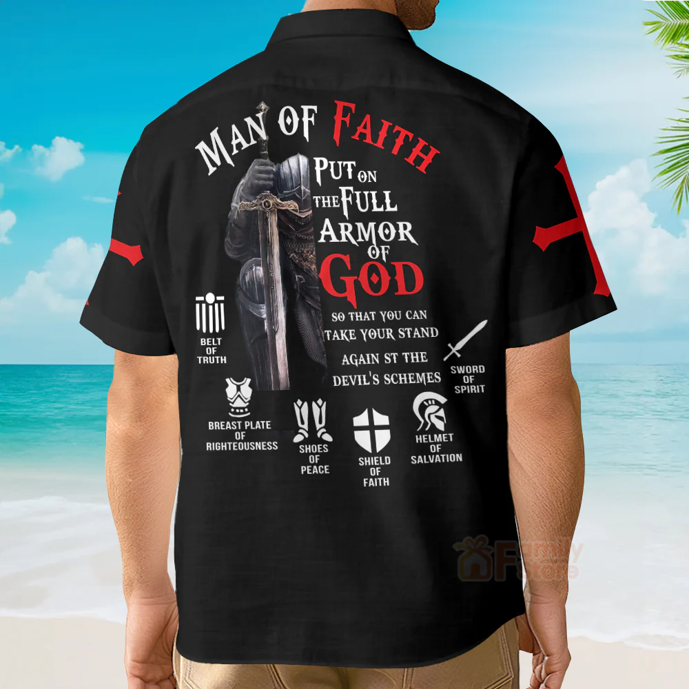 Man of Faith Templar Knight Christian God Jesus Hawaiian Shirt - PN303008Lb - Image 4