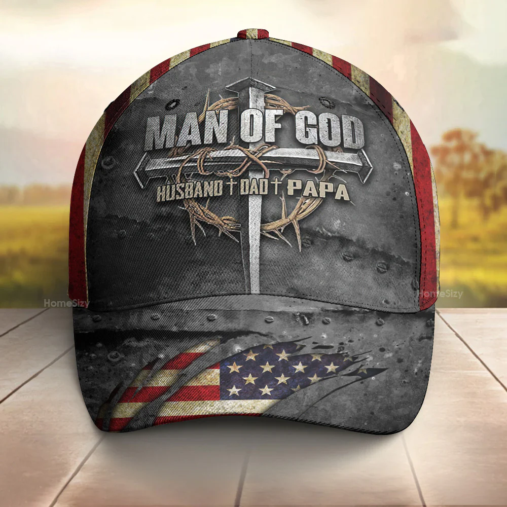 Man of God Hat – Christian Patriotic Classic Cap - Gift for Husband, Dad, Papa