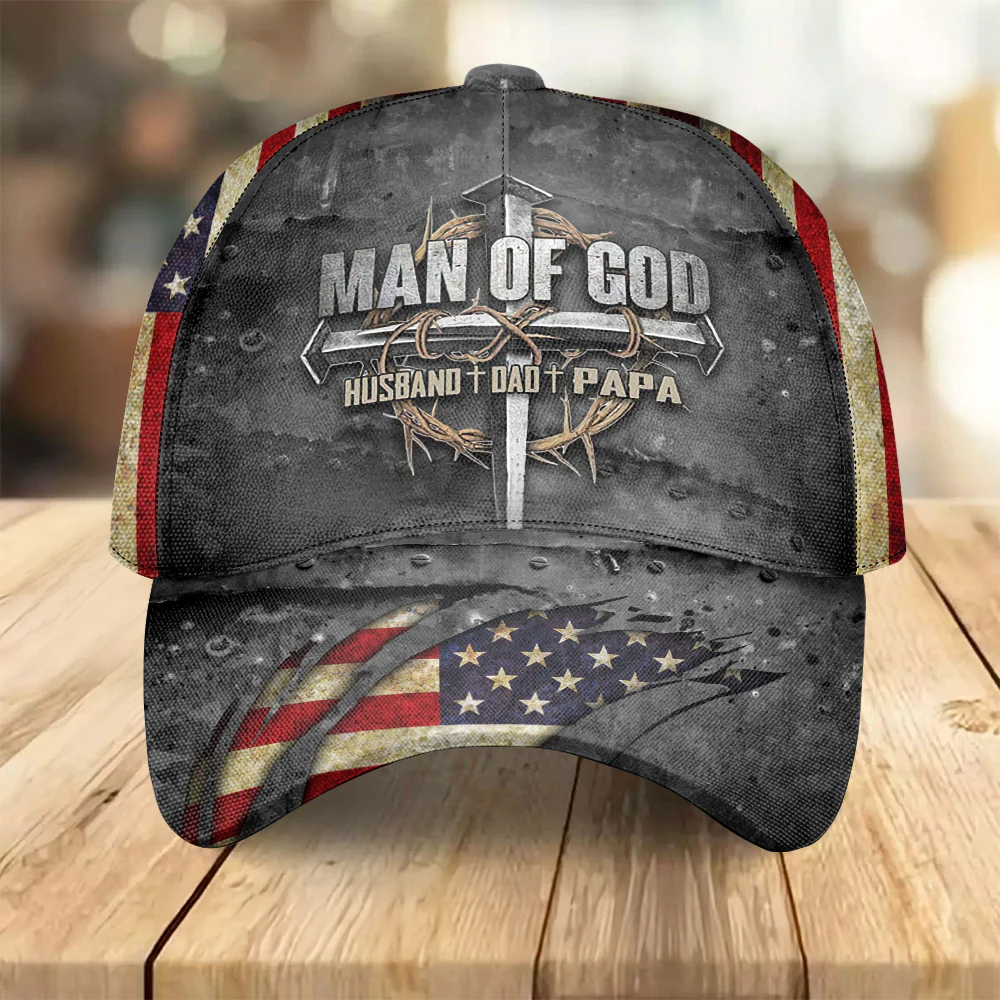 Man of God Hat – Christian Patriotic Classic Cap - Gift for Husband, Dad, Papa - Image 2