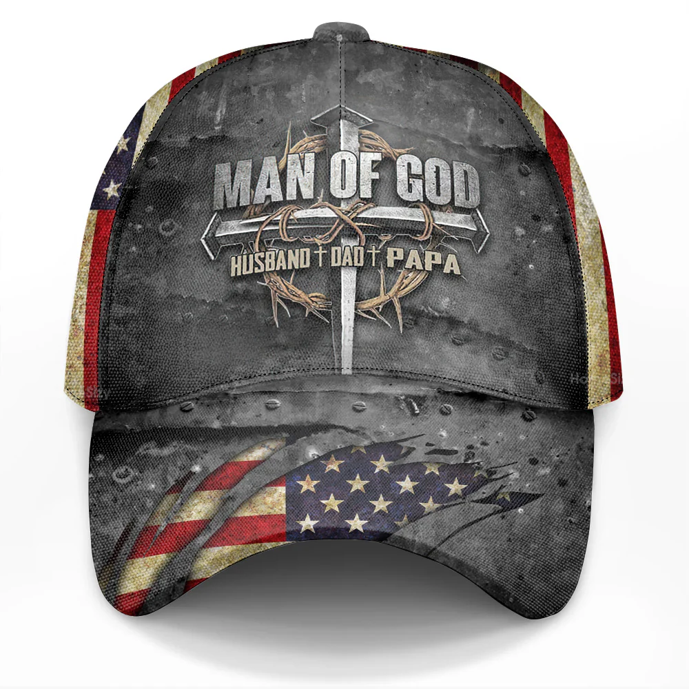 Man of God Hat – Christian Patriotic Classic Cap - Gift for Husband, Dad, Papa - Image 3
