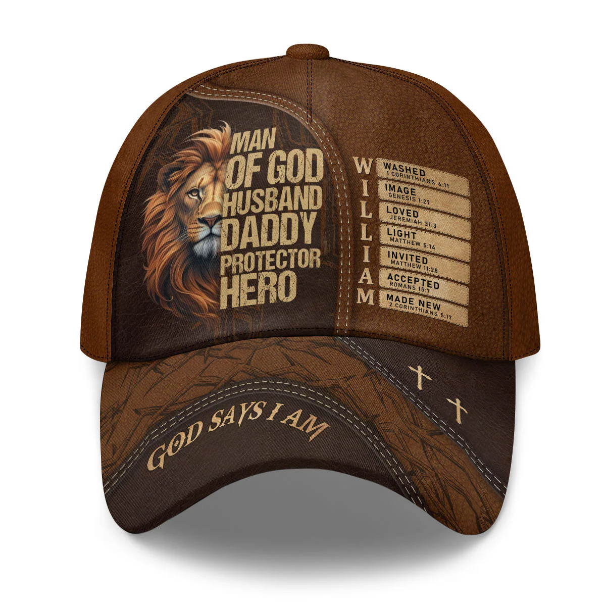 Man Of God Husband Daddy Protector Hero - Personalized Classic Cap - Image 3