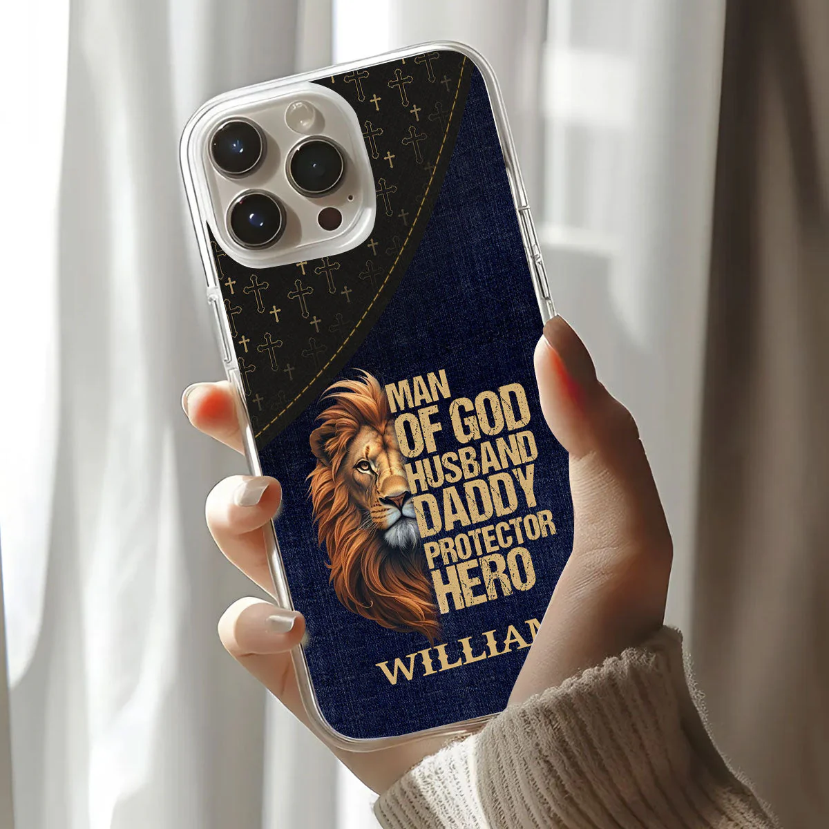Man Of God Husband Daddy Protector Hero - Personalized Phone Case - Christian Gift - Image 3