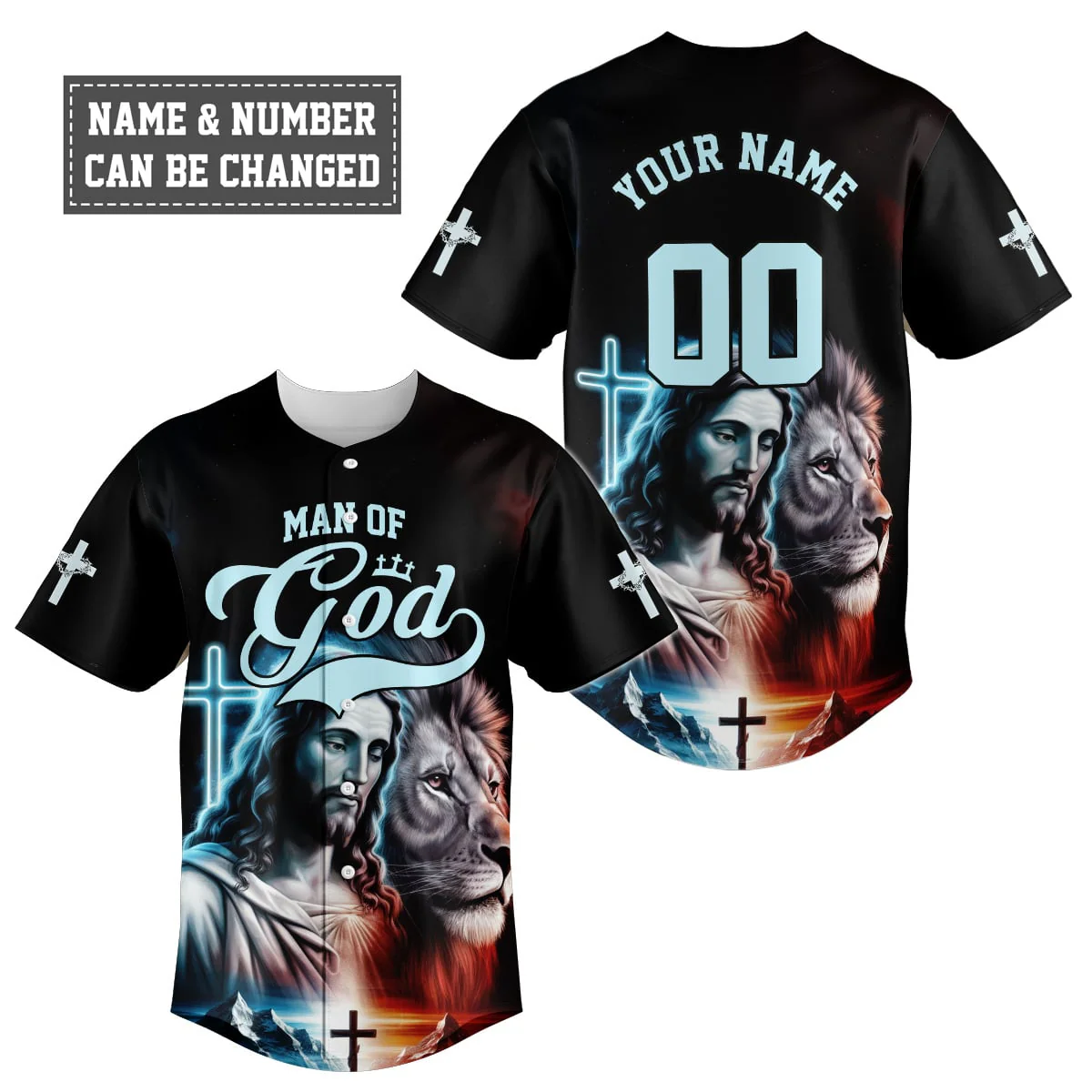 Man of god Jesus and Lion Baseball Jersey Bundle - Image 2