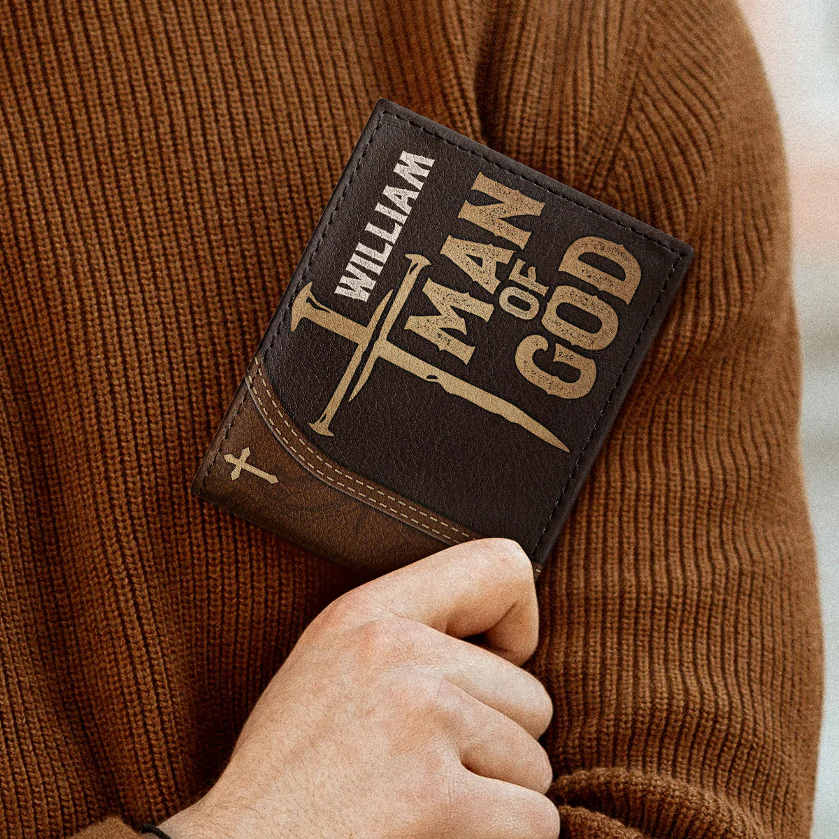 Man Of God - Personalized Leather Folded Wallet TD118 - Image 3