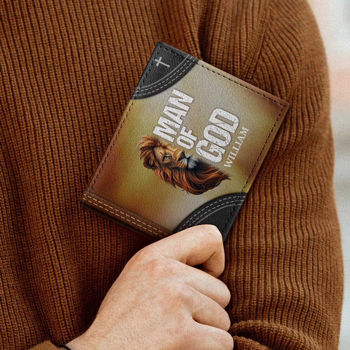 Man Of God - Personalized Leather Folded Wallet TD118 - Image 3