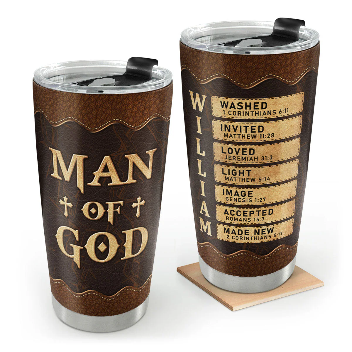Man Of God - Personalized Stainless Steel Tumbler - Gift For Dad, Husband, Grandpa | CLGOD06 HN02