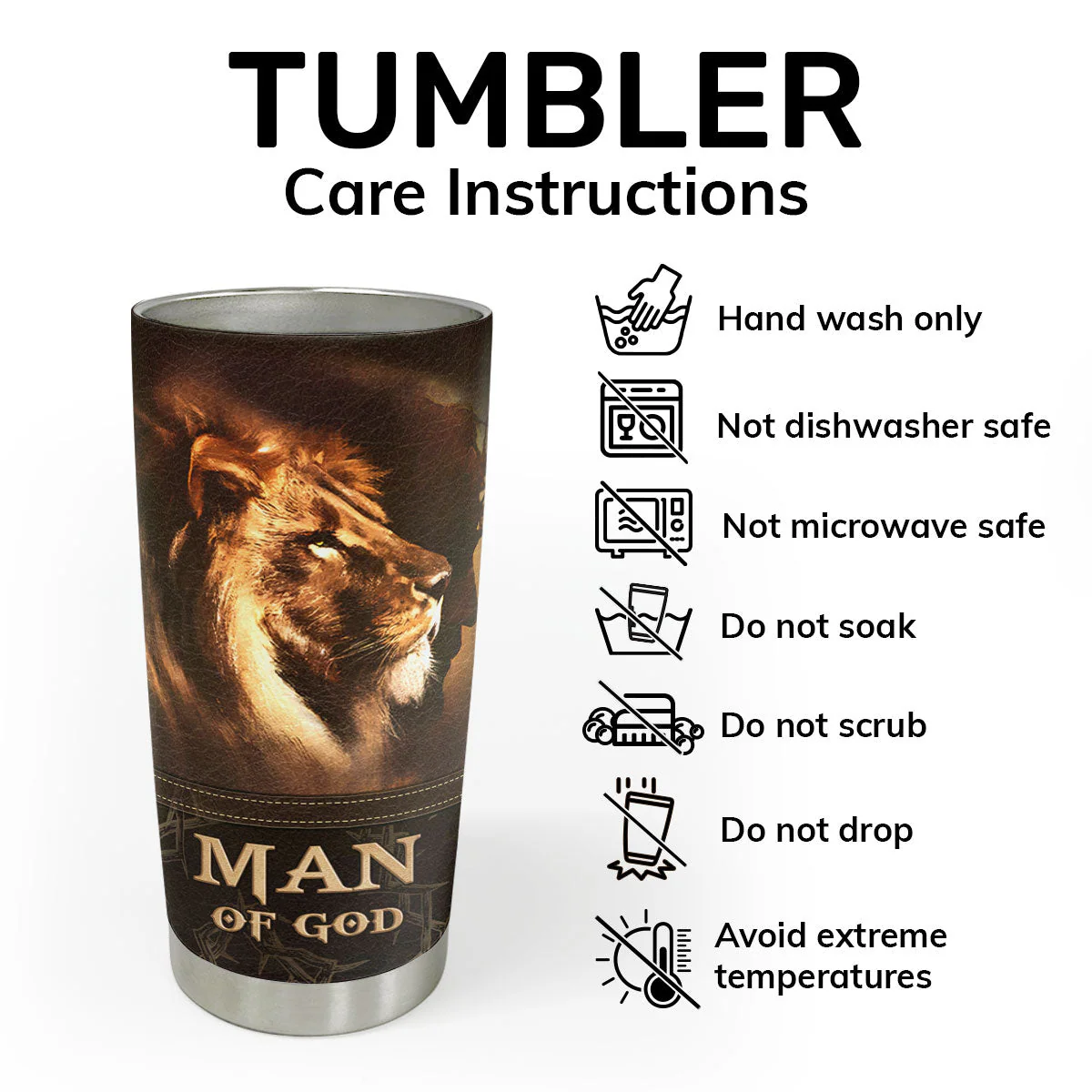 Man Of God - Personalized Stainless Steel Tumbler - Gift For Him | CLGOD06 HN02 - Image 4