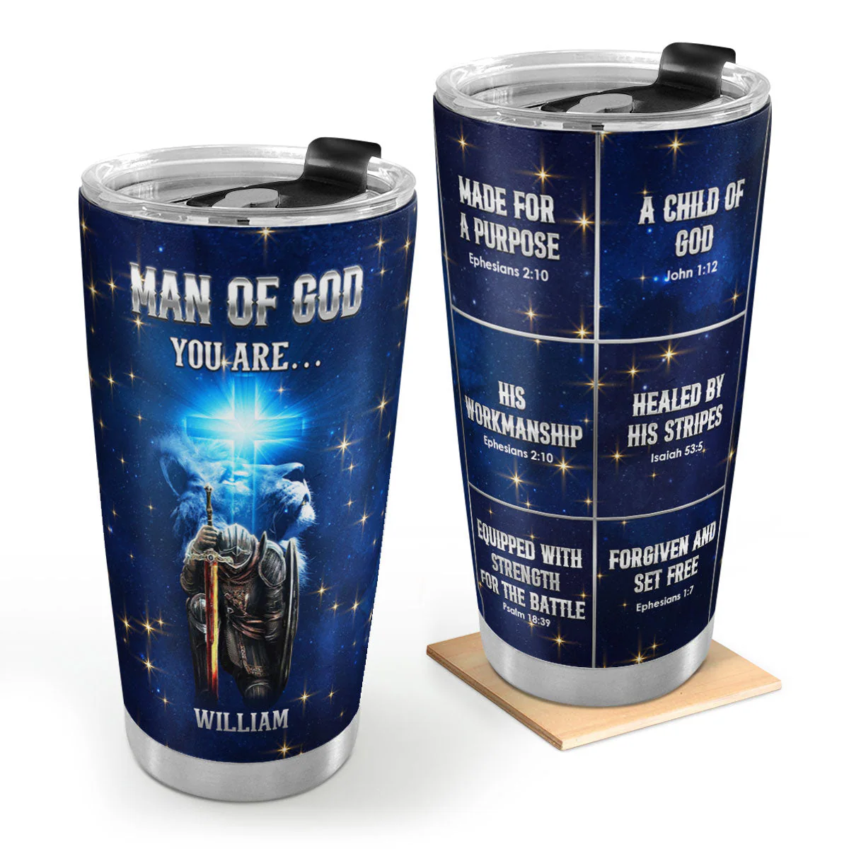 Man Of God - Personalized Stainless Steel Tumbler - Gift For Him HL128
