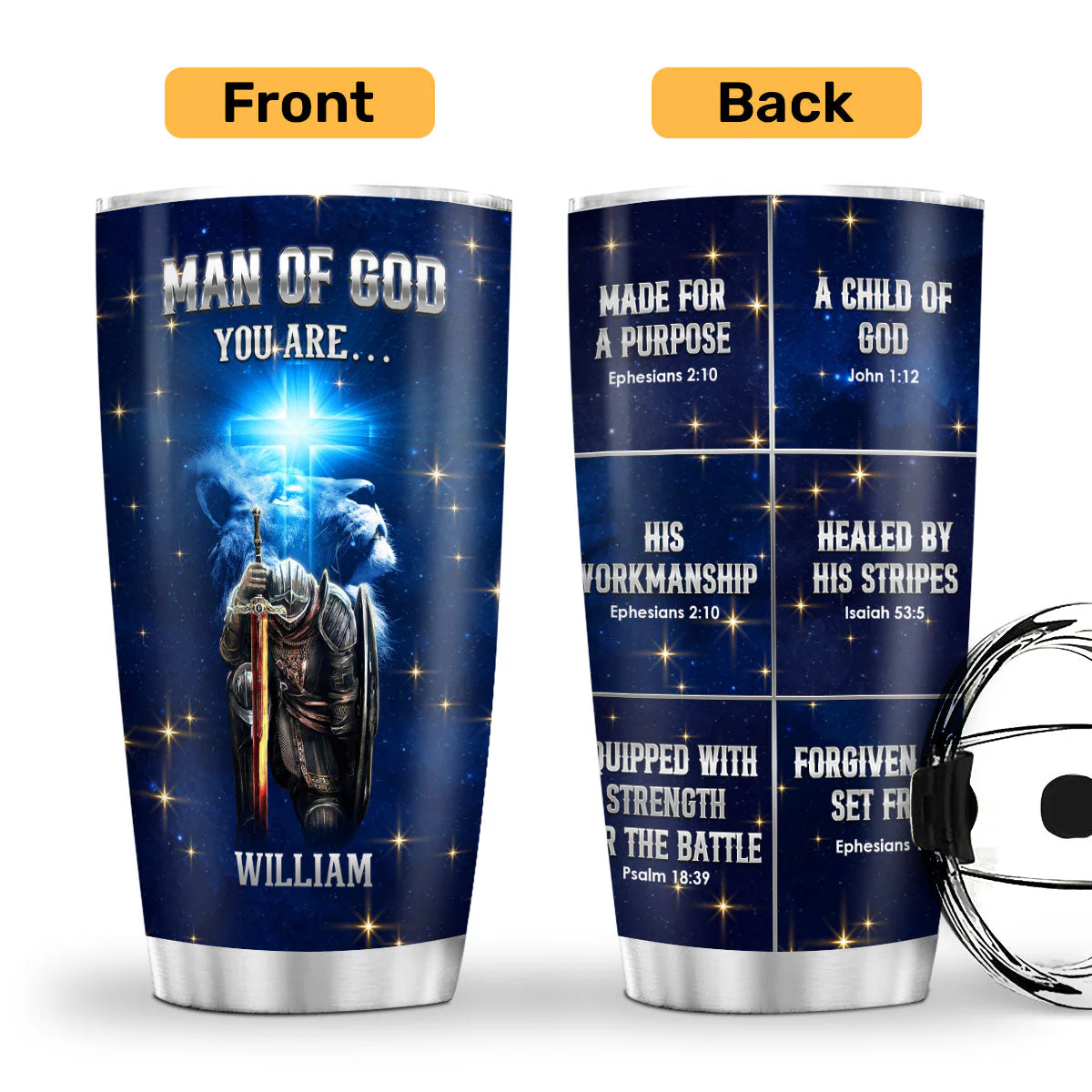 Man Of God - Personalized Stainless Steel Tumbler - Gift For Him HL128 - Image 2