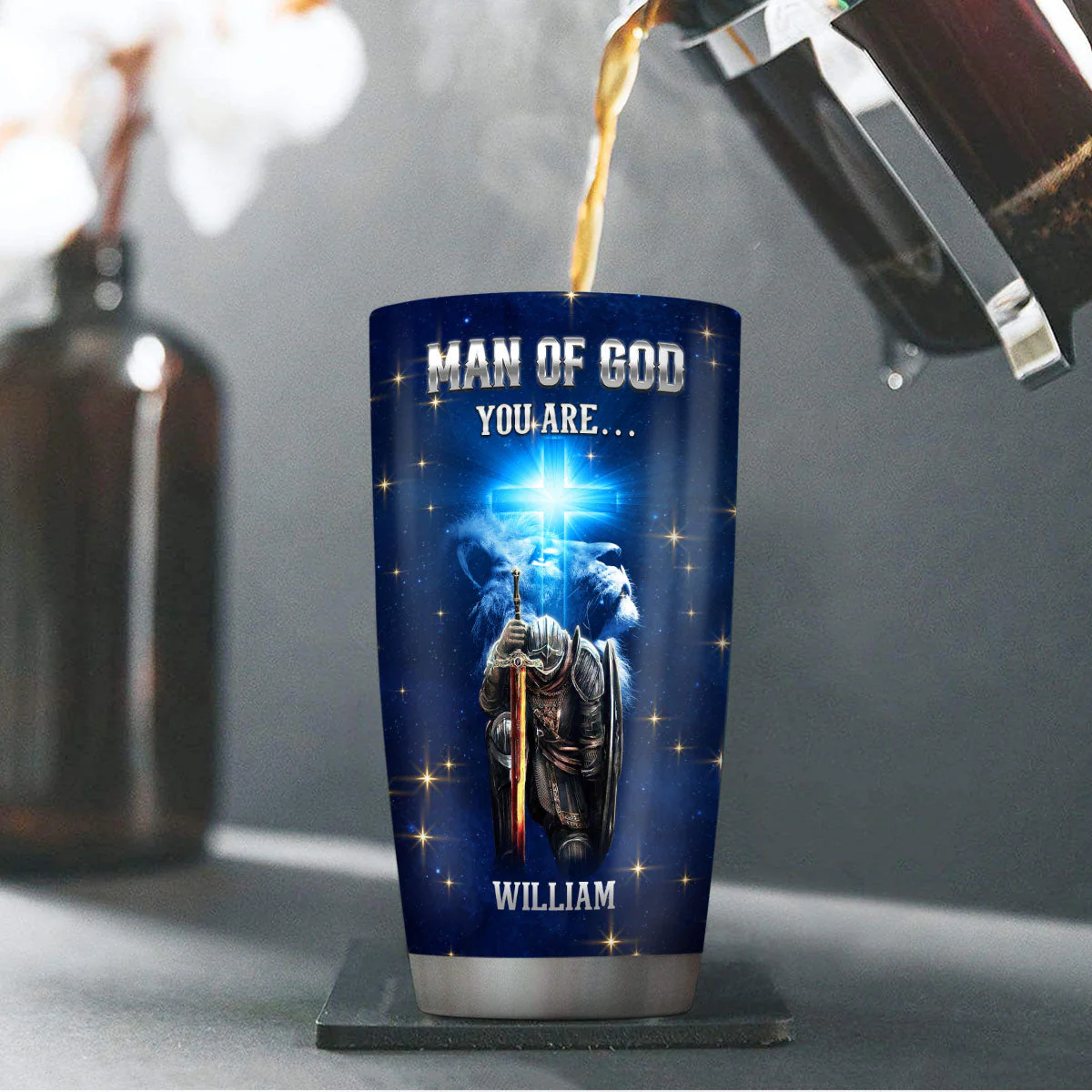 Man Of God - Personalized Stainless Steel Tumbler - Gift For Him HL128 - Image 4