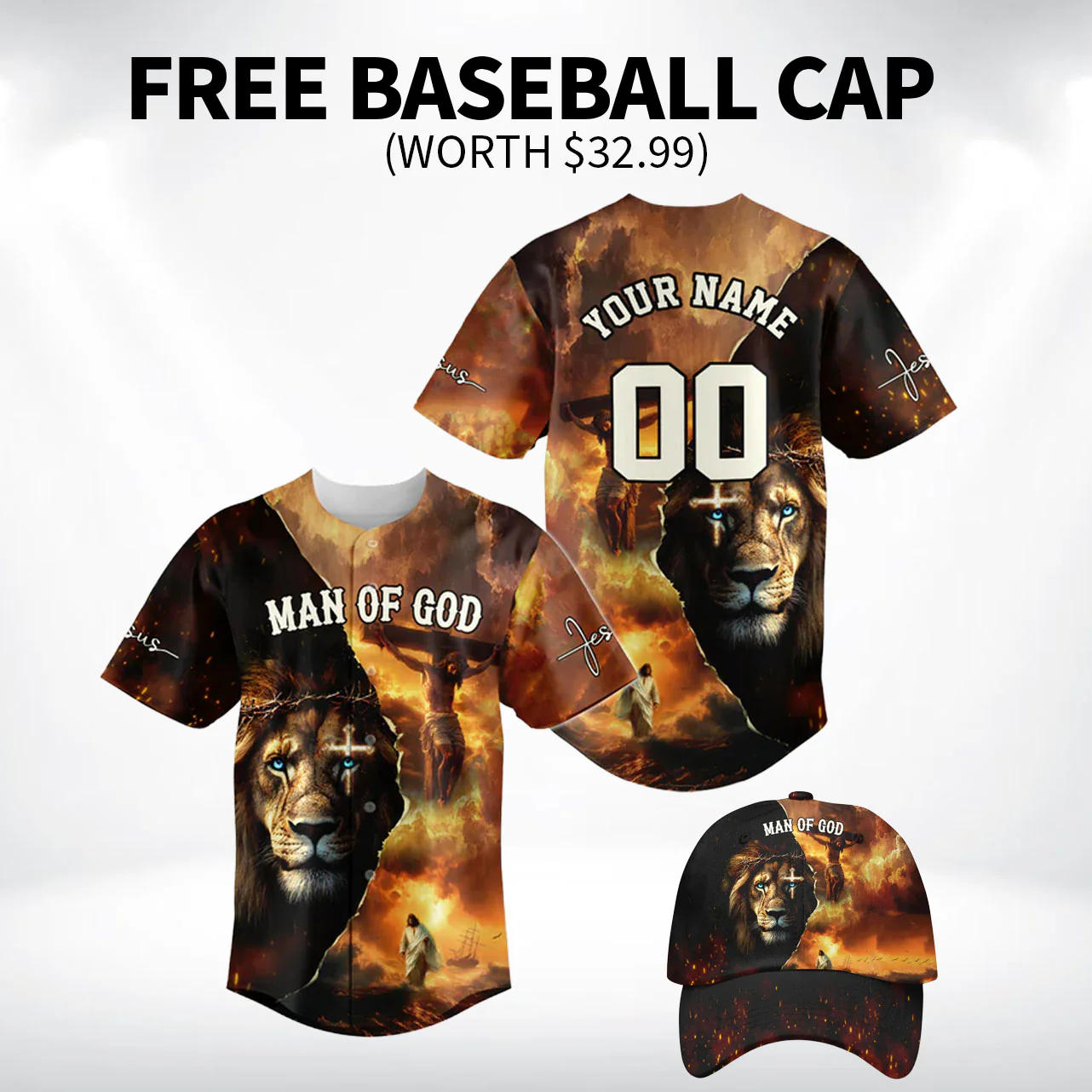 Man Of God Redeemed Strength Baseball Jersey Bundle