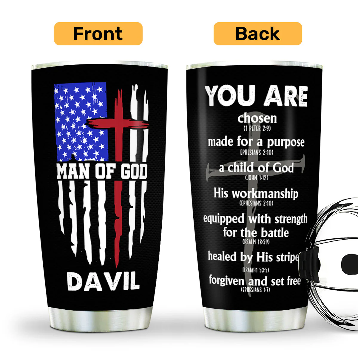 Man Of God -  Religious Personalized Stainless Steel Tumbler - Image 2