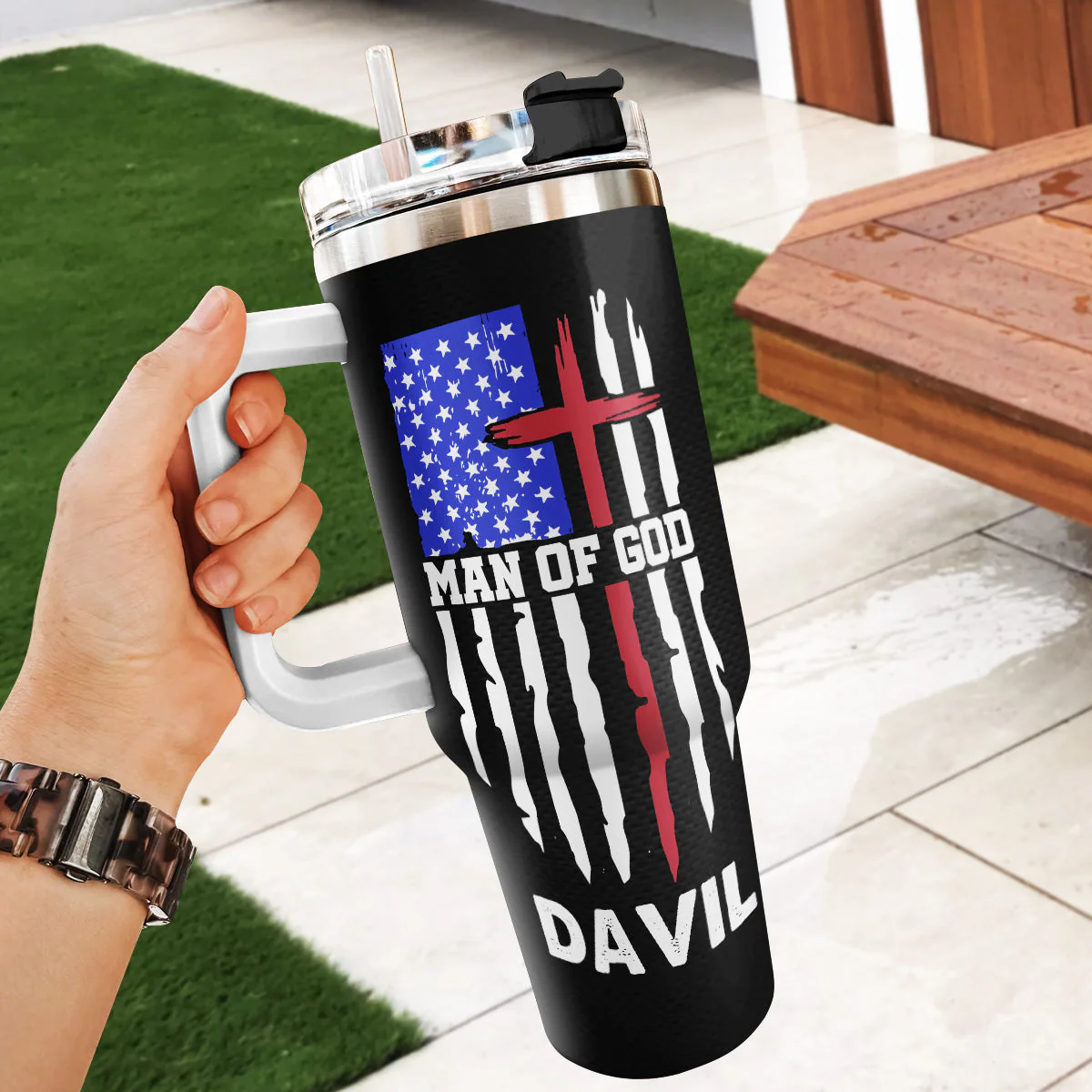 Man Of God -  Religious Personalized Stainless Steel Tumbler - Image 4