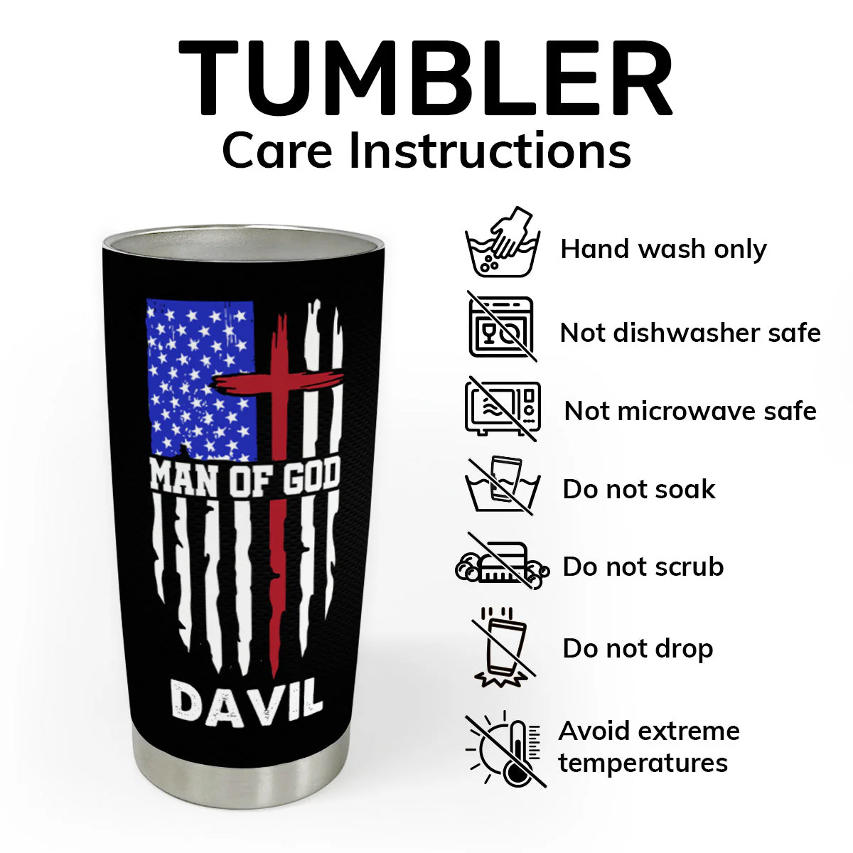 Man Of God -  Religious Personalized Stainless Steel Tumbler - Image 5
