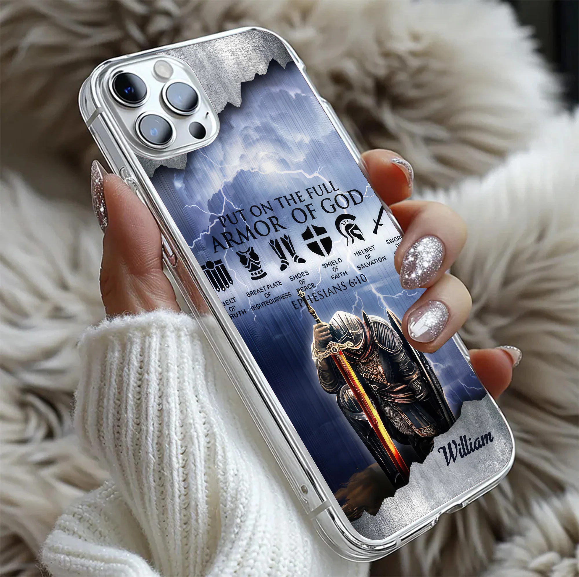 Man Warrior of God Put On The Full Armor Of God - Personalized Phone Case TD118 - Image 5