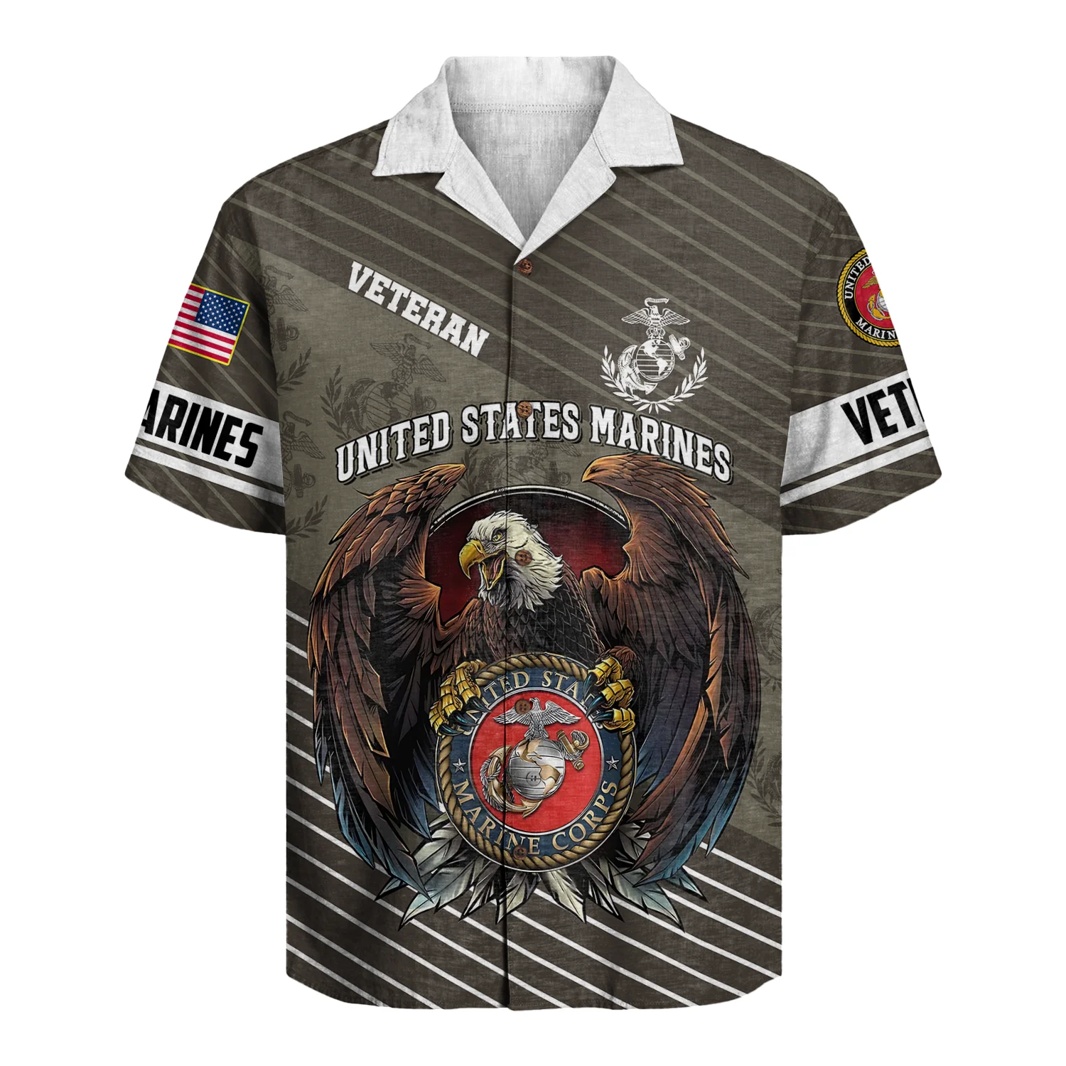 Marine Corps Veteran Eagle Globe Tribute - Hawaiian Shirt - Patriotic Gift For Veterans | HN02
