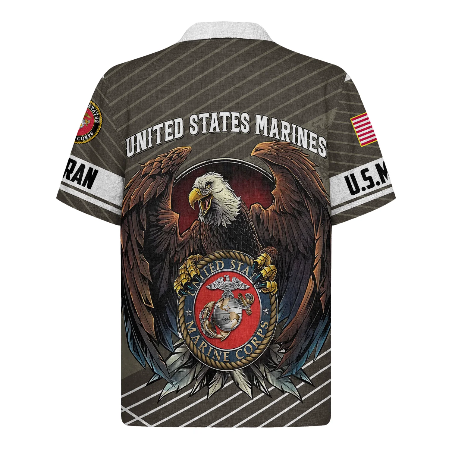 Marine Corps Veteran Eagle Globe Tribute - Hawaiian Shirt - Patriotic Gift For Veterans | HN02 - Image 2