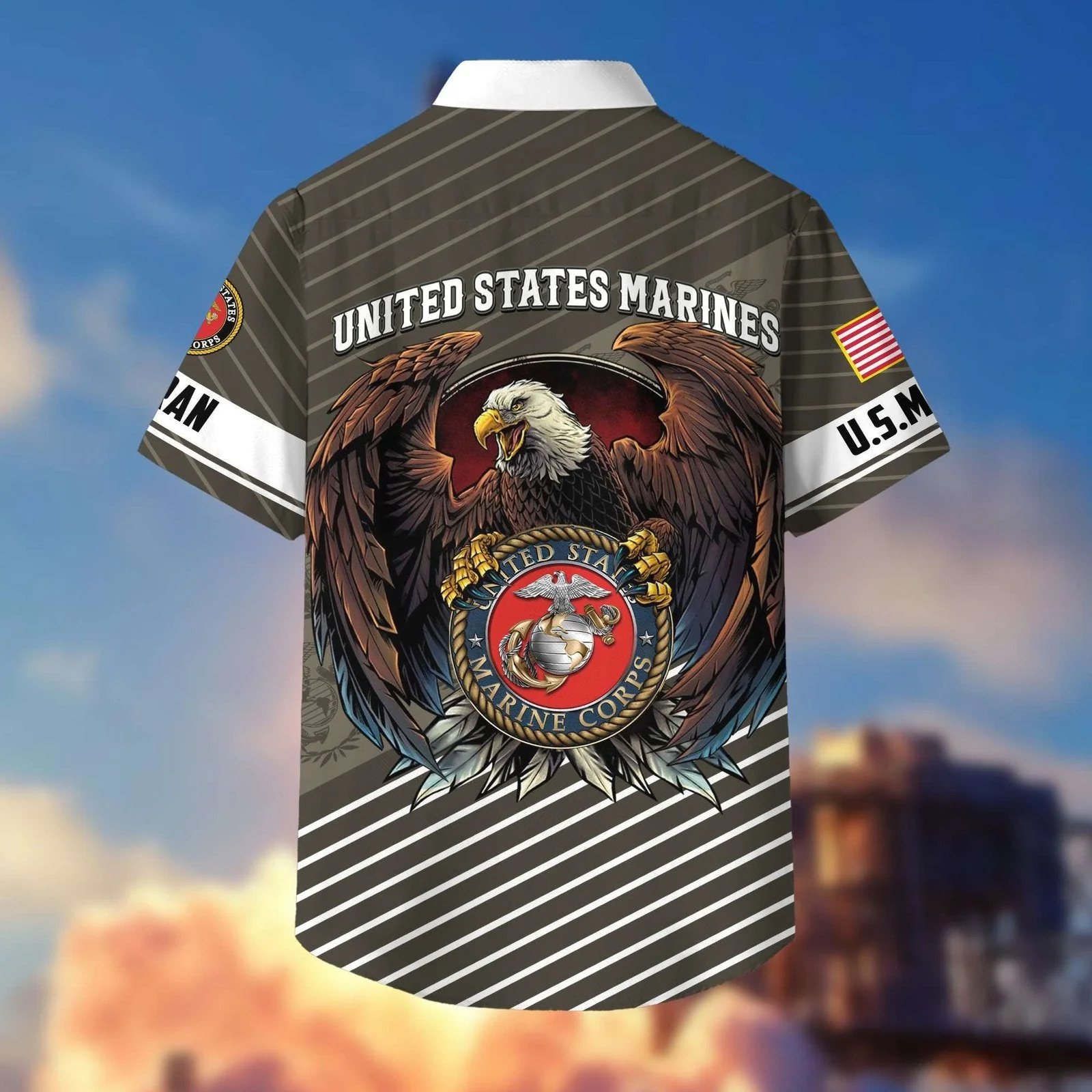 Marine Corps Veteran Eagle Globe Tribute - Hawaiian Shirt - Patriotic Gift For Veterans | HN02 - Image 4