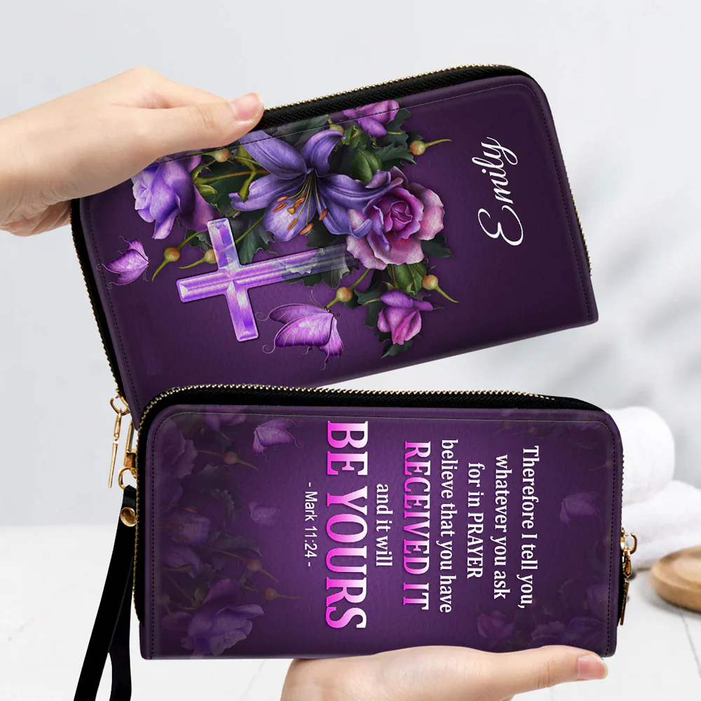 Mark 11:24-25 NIV - Personalized Leather Long Wallet - Gifts For Women TD118 - Image 2