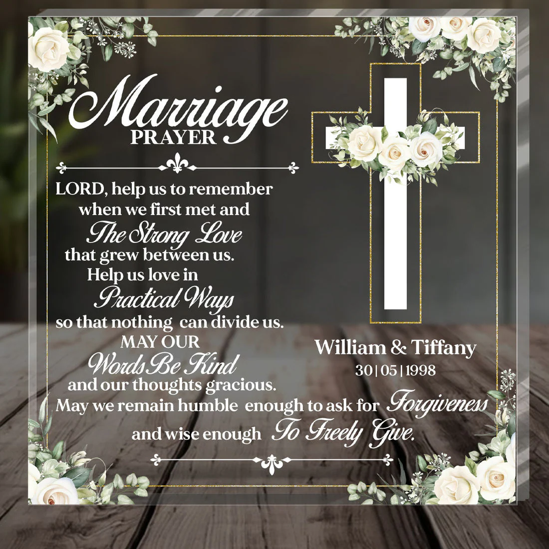 Marriage Prayer String Heart - Personalized Custom Shaped Squared Acrylic Plaque - Gift For Couple HL128