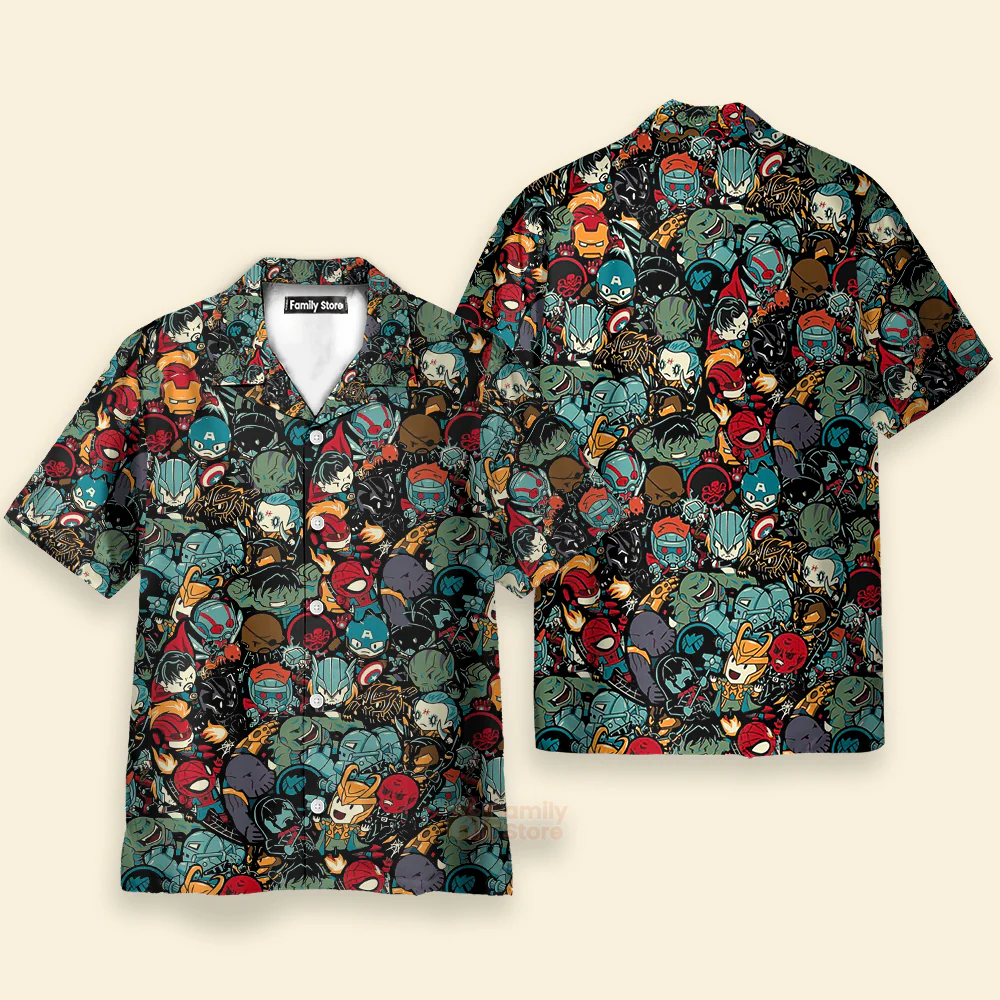 Marvelous Chibi Characters Pattern Hawaiian Shirt - Image 2