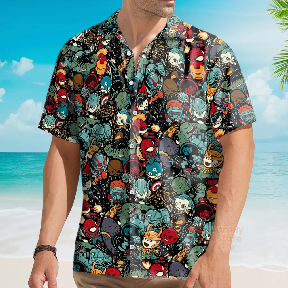 Marvelous Chibi Characters Pattern Hawaiian Shirt - Image 3