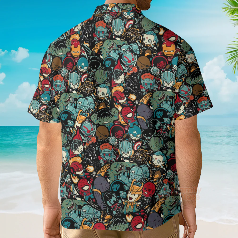 Marvelous Chibi Characters Pattern Hawaiian Shirt - Image 4