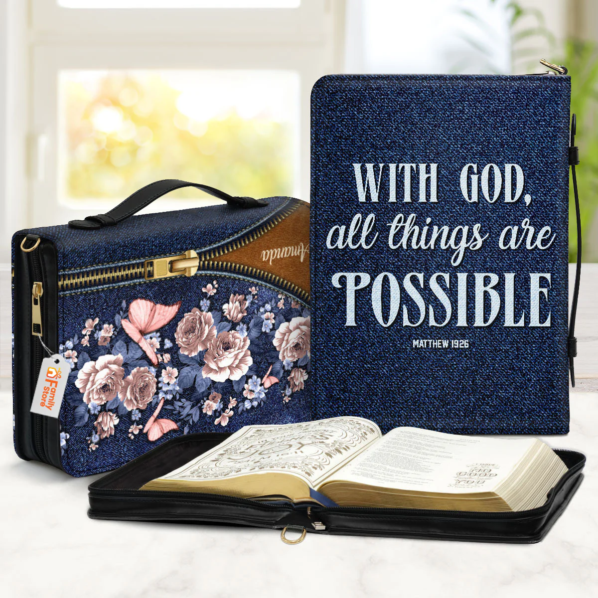 Matthew 1926 With God All Things Are Possible - Thoughtful Gift For Christians - Personalized Bible Covers - AT4082418 - Image 2