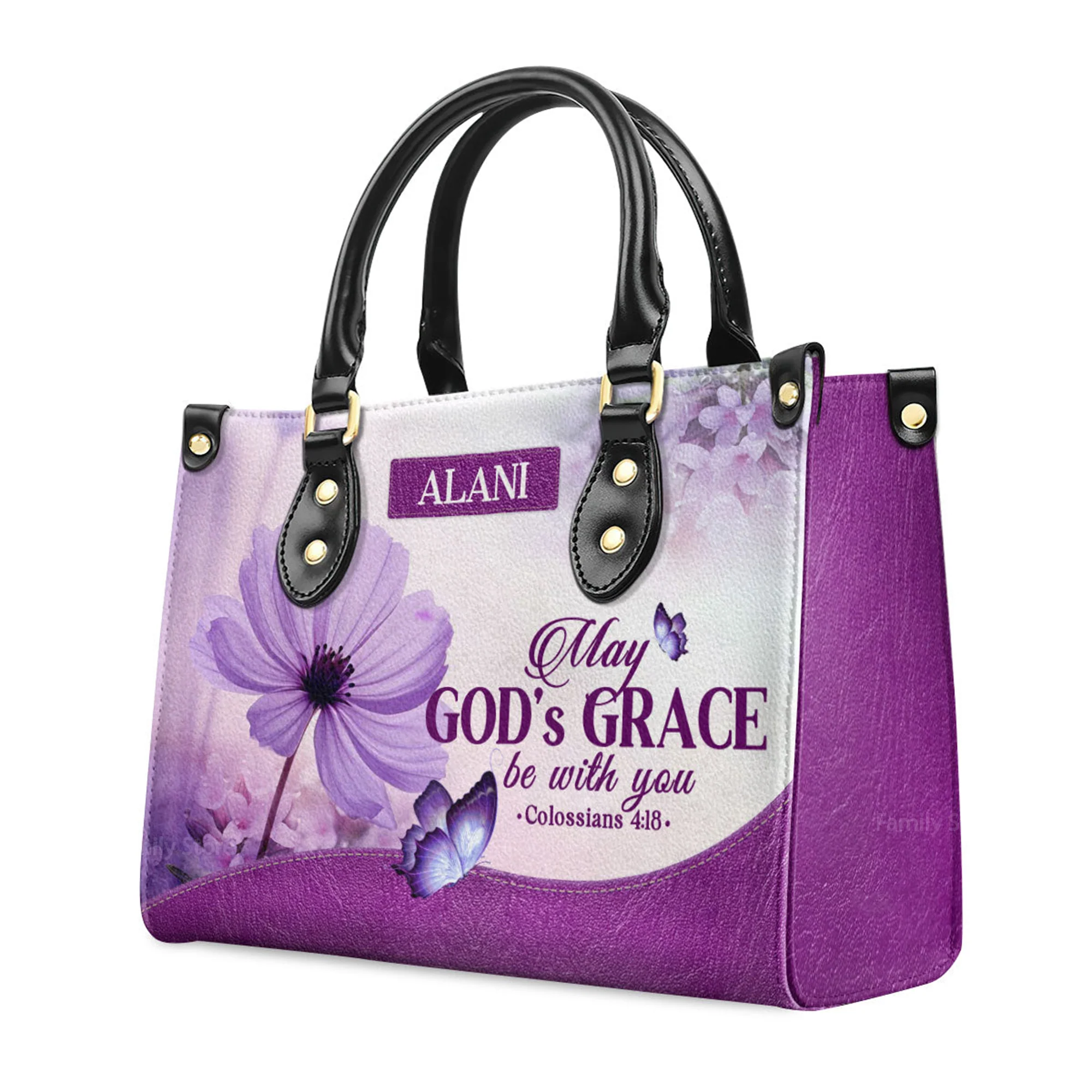 May God's Grace Be With You - Beautiful Personalized Leather Handbag - AT4081336 - Image 3