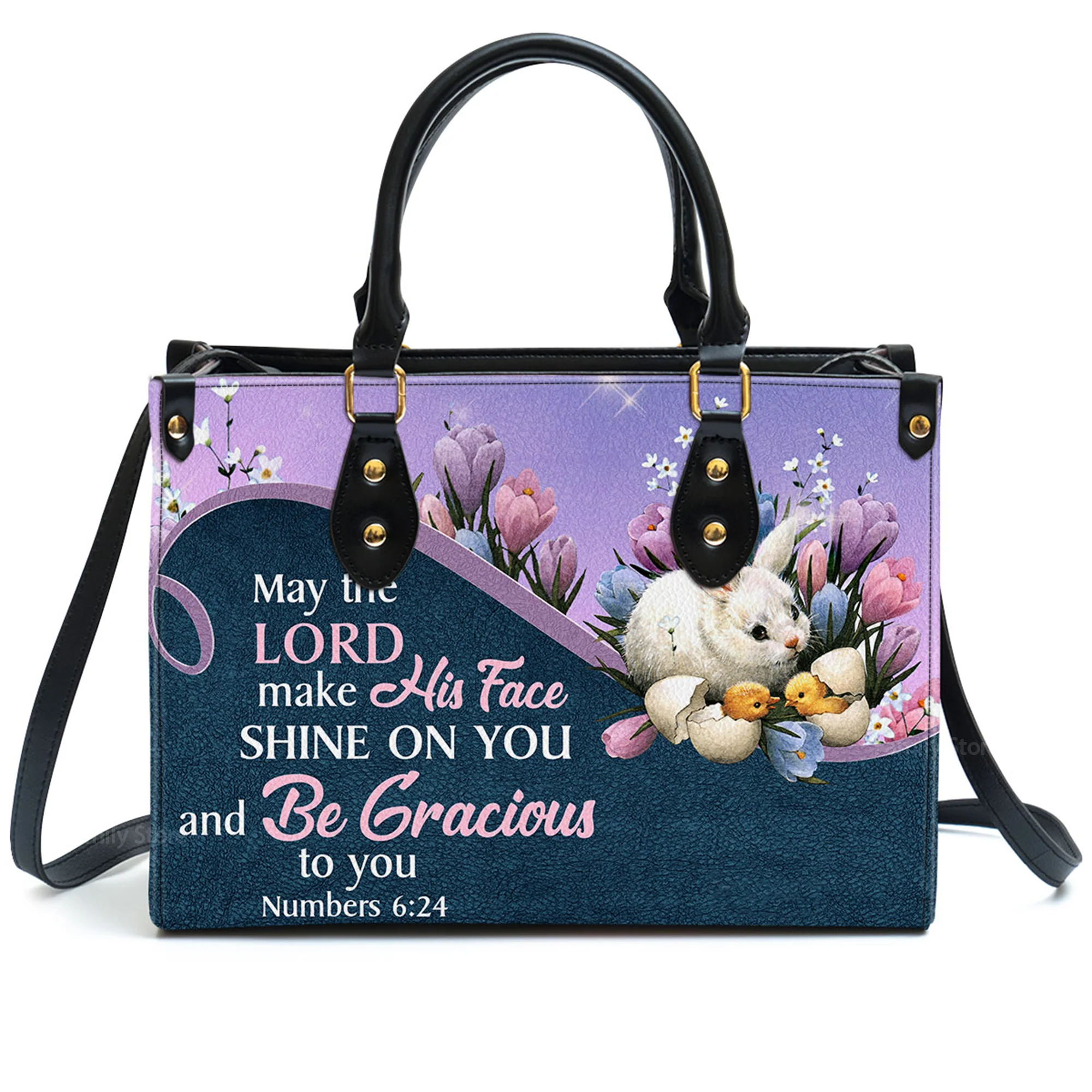 May The Lord Make His Face Shine On You And Be Gracious To You - Personalized Leather Handbag With Handle - AT4080722 - Image 2