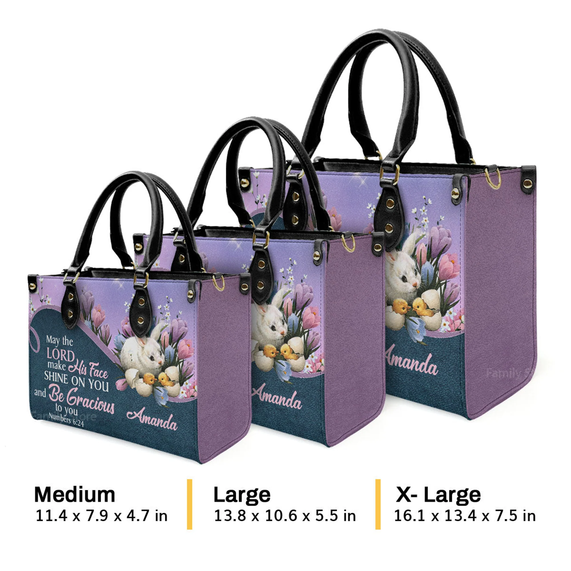 May The Lord Make His Face Shine On You And Be Gracious To You - Personalized Leather Handbag With Handle - AT4080722 - Image 4