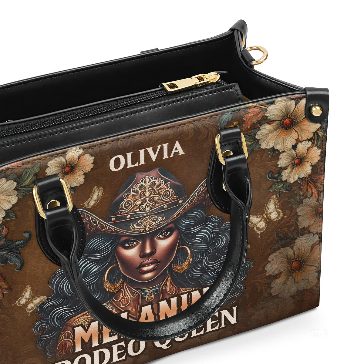 Melanin Rodeo Queen Black Cowgirl - Personalized Leather Handbag - Gift For Her HD95 - Image 3