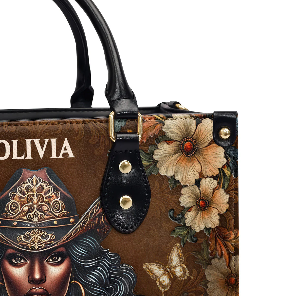 Melanin Rodeo Queen Black Cowgirl - Personalized Leather Handbag - Gift For Her HD95 - Image 6