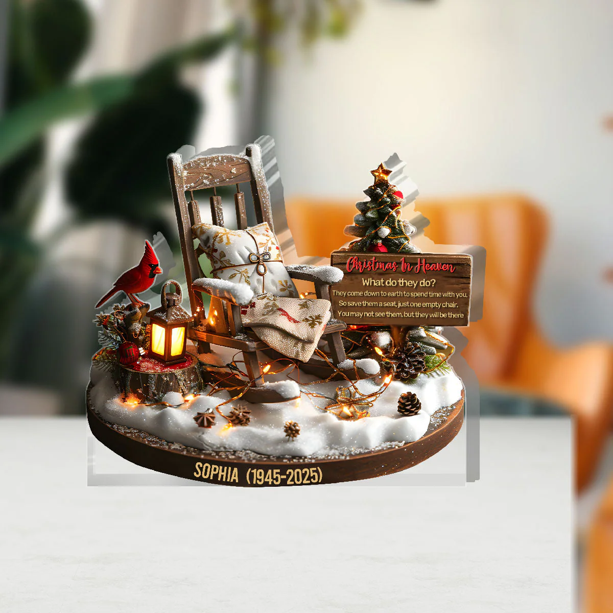 Memorial Chair Christmas In Heaven - Personalized Acrylic Plaque TD118 - Image 3