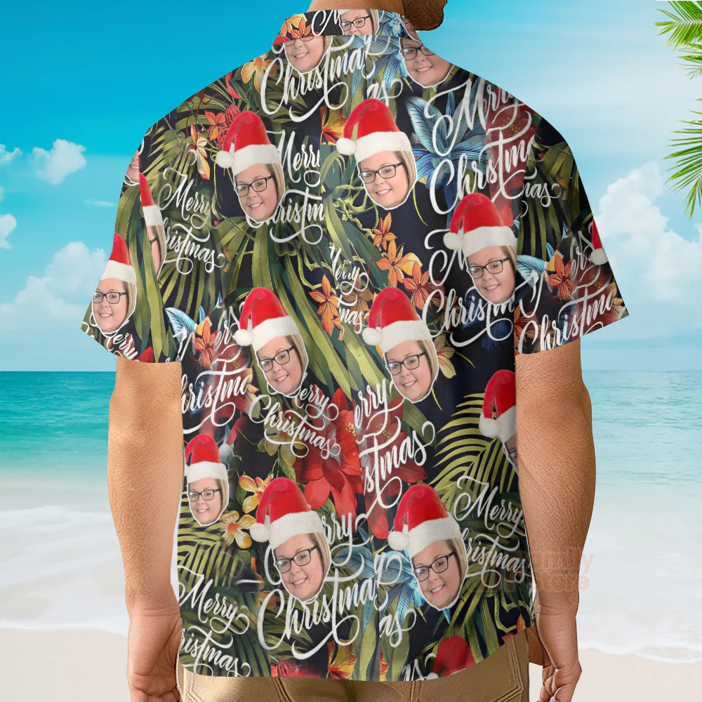 Custom Face Merry Christmas - Personalized Hawaiian Shirts - Image 2