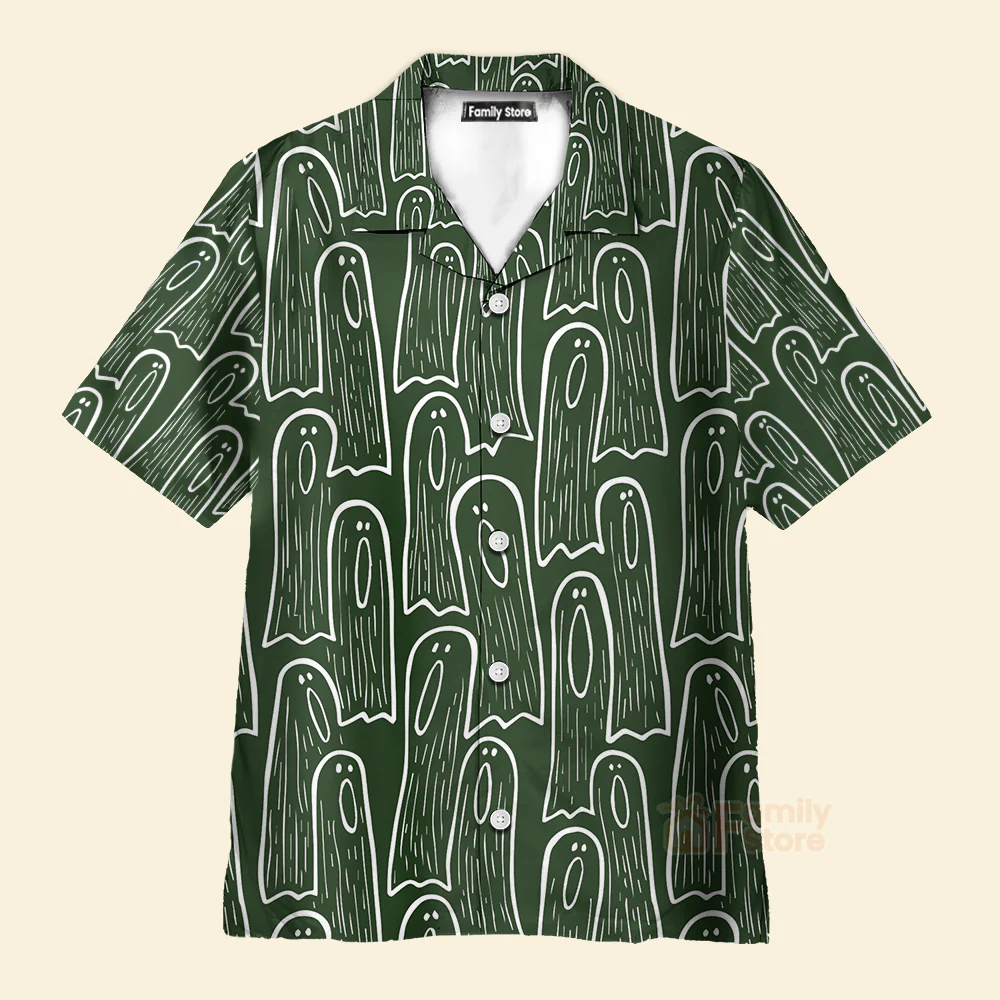 Men's Hawaiian Shirts Halloween Ghost Print Short Sleeve Shirt - Image 13