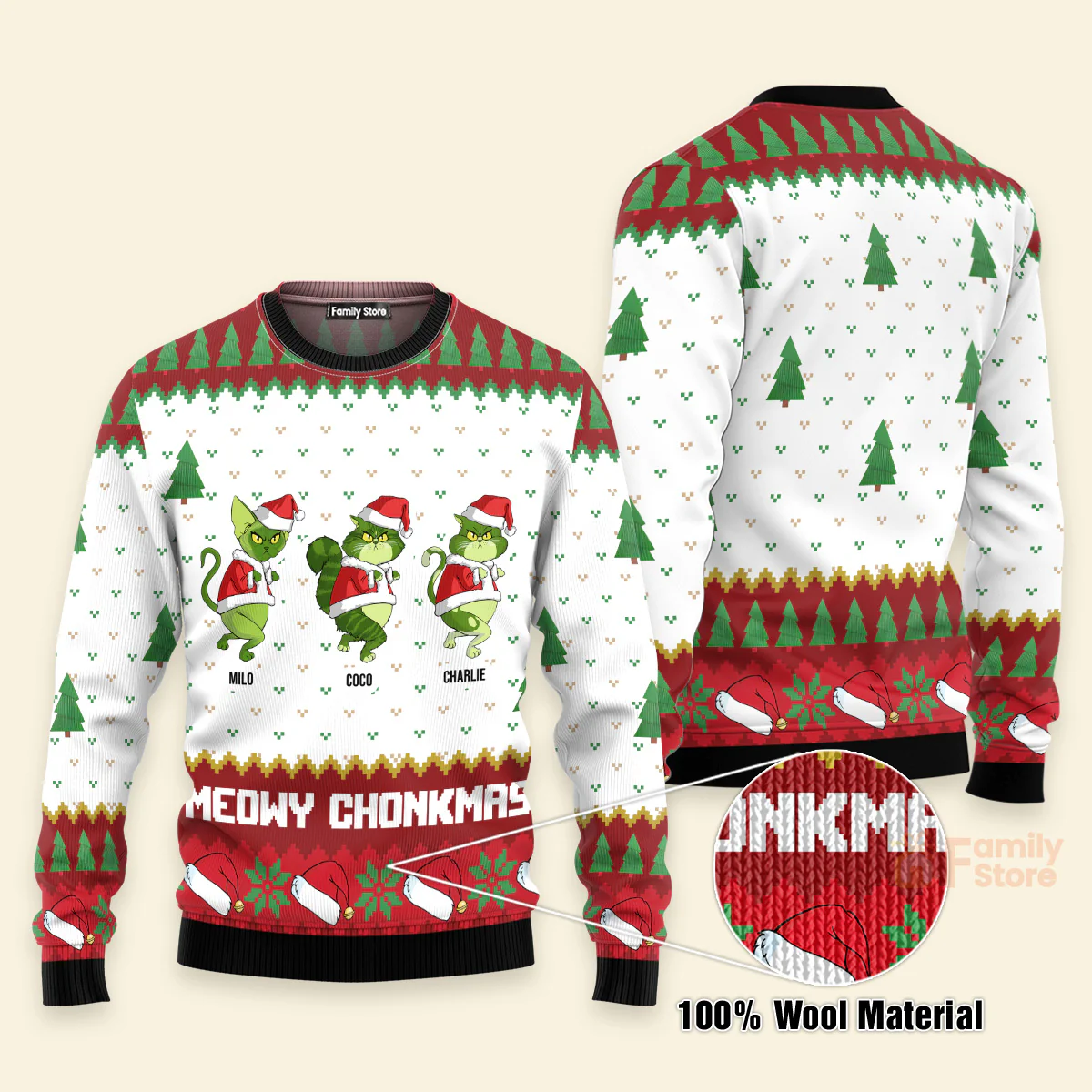 Meowy Christmas Grinchy Cat - Personalized Ugly Sweatshirt - Gift For Cat Lover, Cat Mom, Cat Dad CL16 NH96 - Image 6
