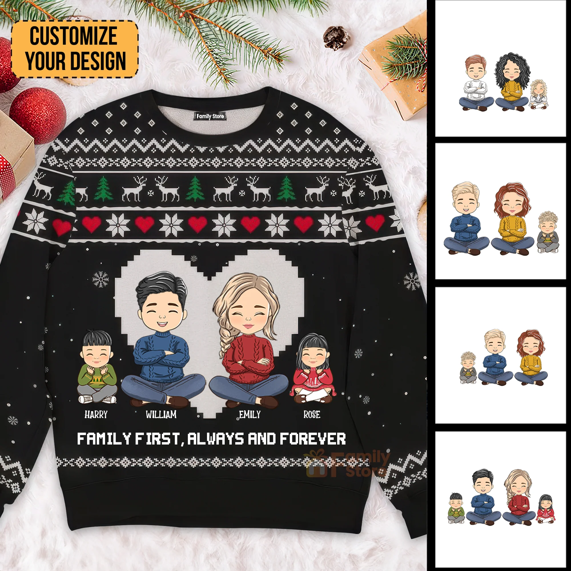 Merry Christmas 2024 We're Ready For A New Year - Gift For Family - Personalized Ugly Sweatshirt - CL35 - Image 2
